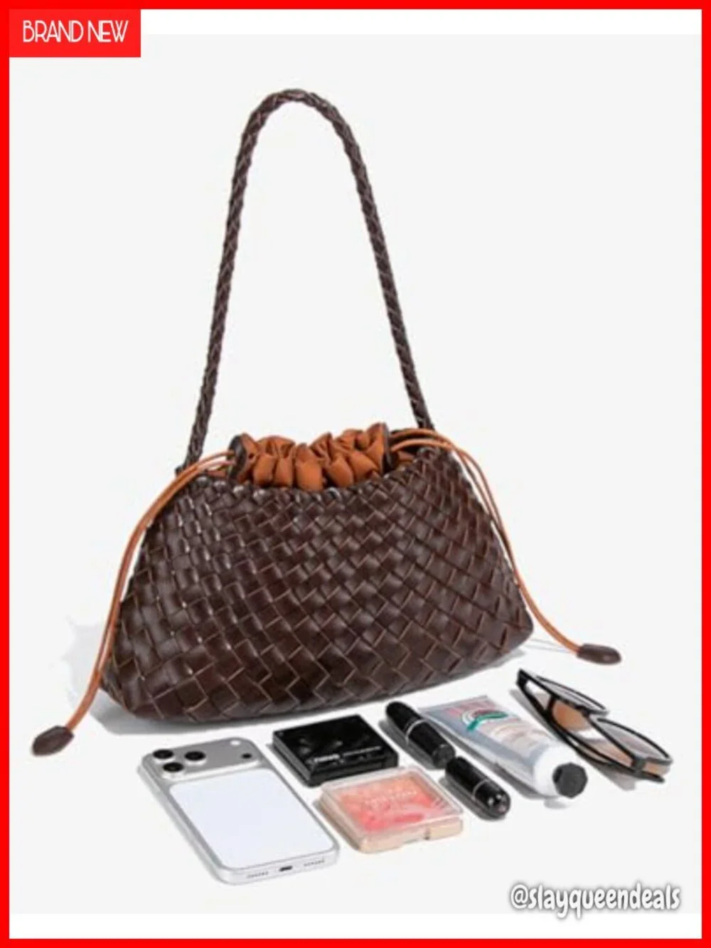 Woven Hobo Bag Women Suede Shoulder Purse Tote Travel Handbag Faux Leather